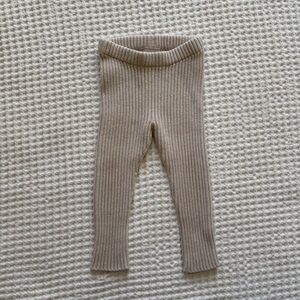 Hanna Andersson Ribbed Sweater Leggings Pants Knit Oatmeal Tan Beige: 6-12M